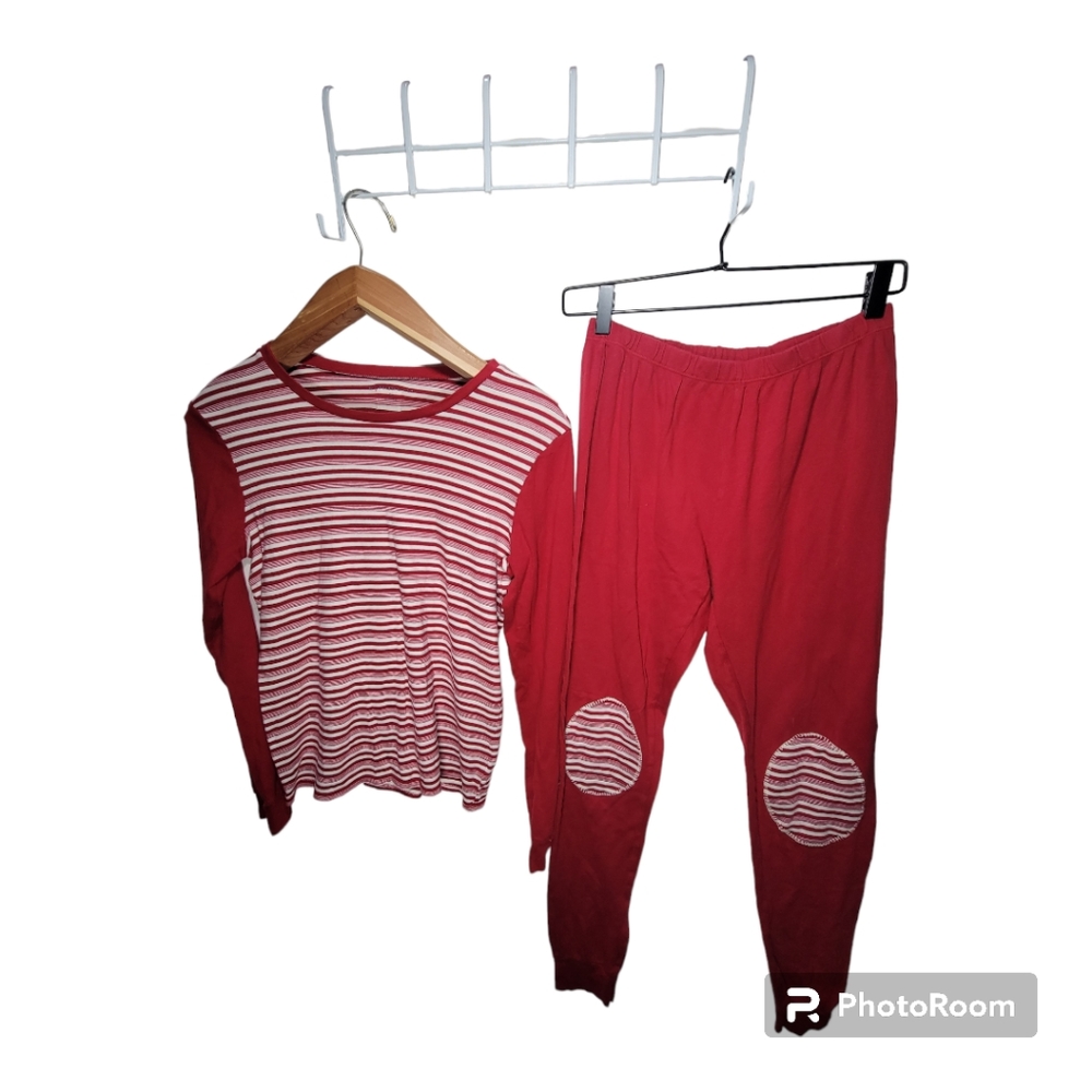 Adult unisex medium Burts Bees Baby striped red & white Pajamas really cute